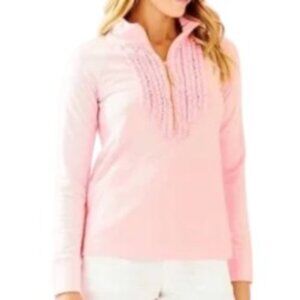 Lilly Pulitzer Pink Joyce Half Zip Popover XSmall